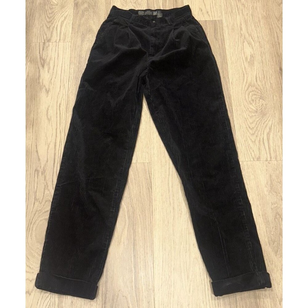Vintage Gap 90s Corduroy Pants Black Pleated Cuffed 26x31 (Tag 30x32) Skater